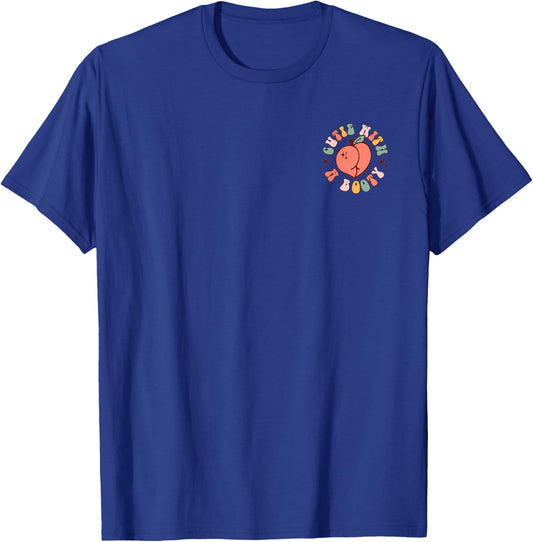 Cutie With A Booty, Weightlifting Gym Peach Front And Back T-Shirt - T-Shirt | Royal