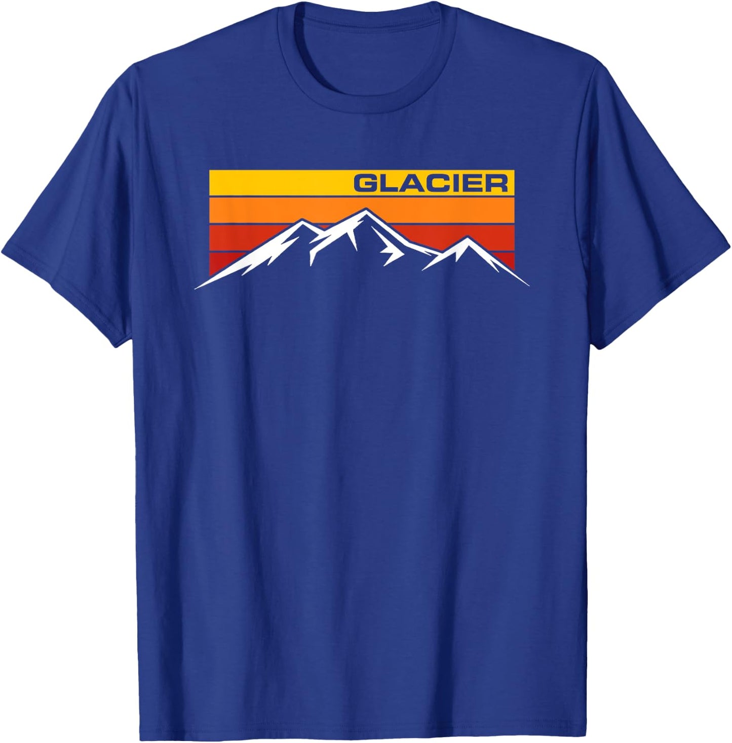 Glacier National Park Retro Mountain Line Hiking Souvenir T-Shirt - T-Shirt | Royal