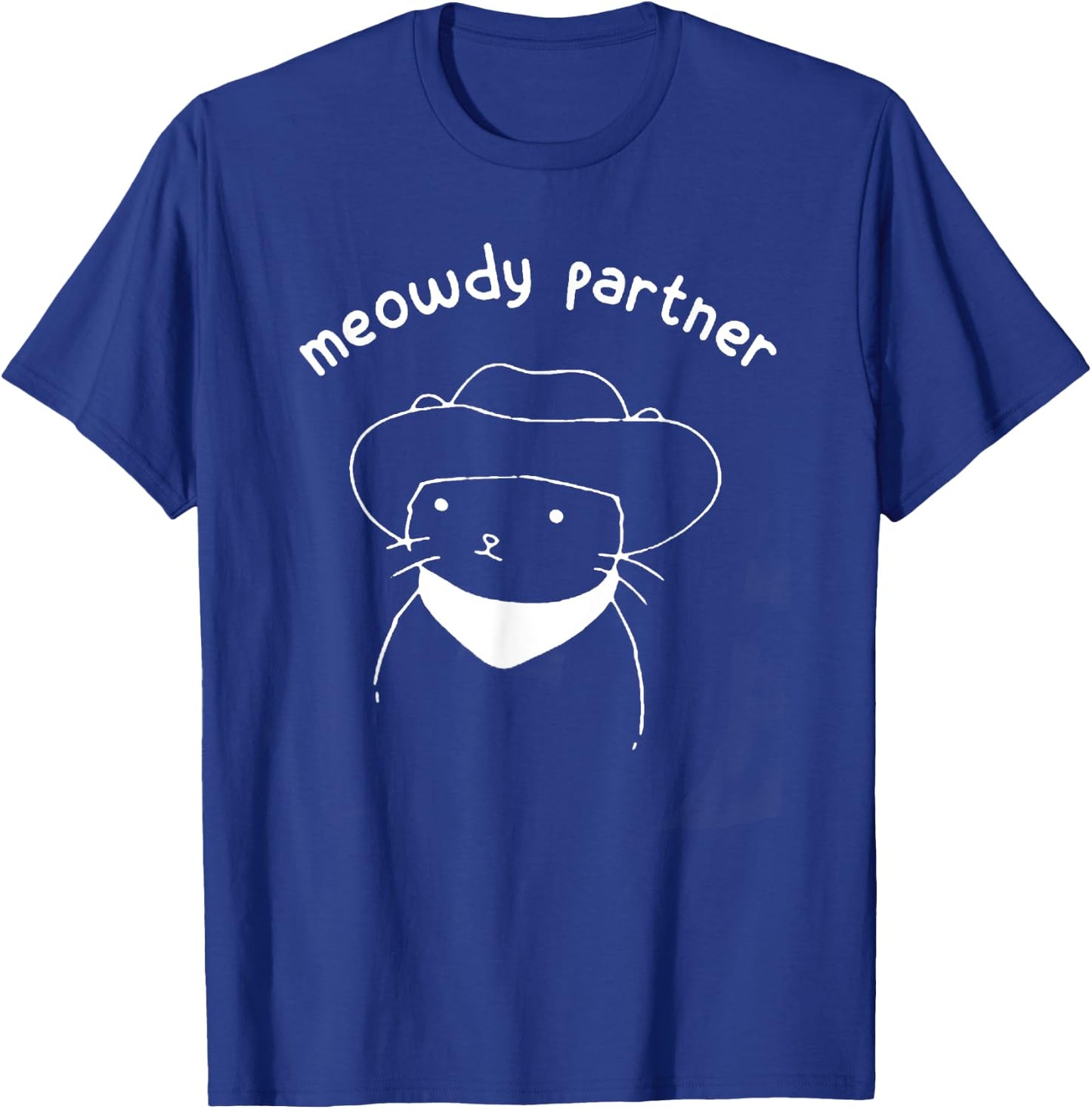 Funny Cat Gift Meowdy Partner Howdy Cowboy Cat - Black, -Adults, Short Sleeve, Small, Cotton 60% Polyester 40% T-Shirt - T-Shirt | Royal