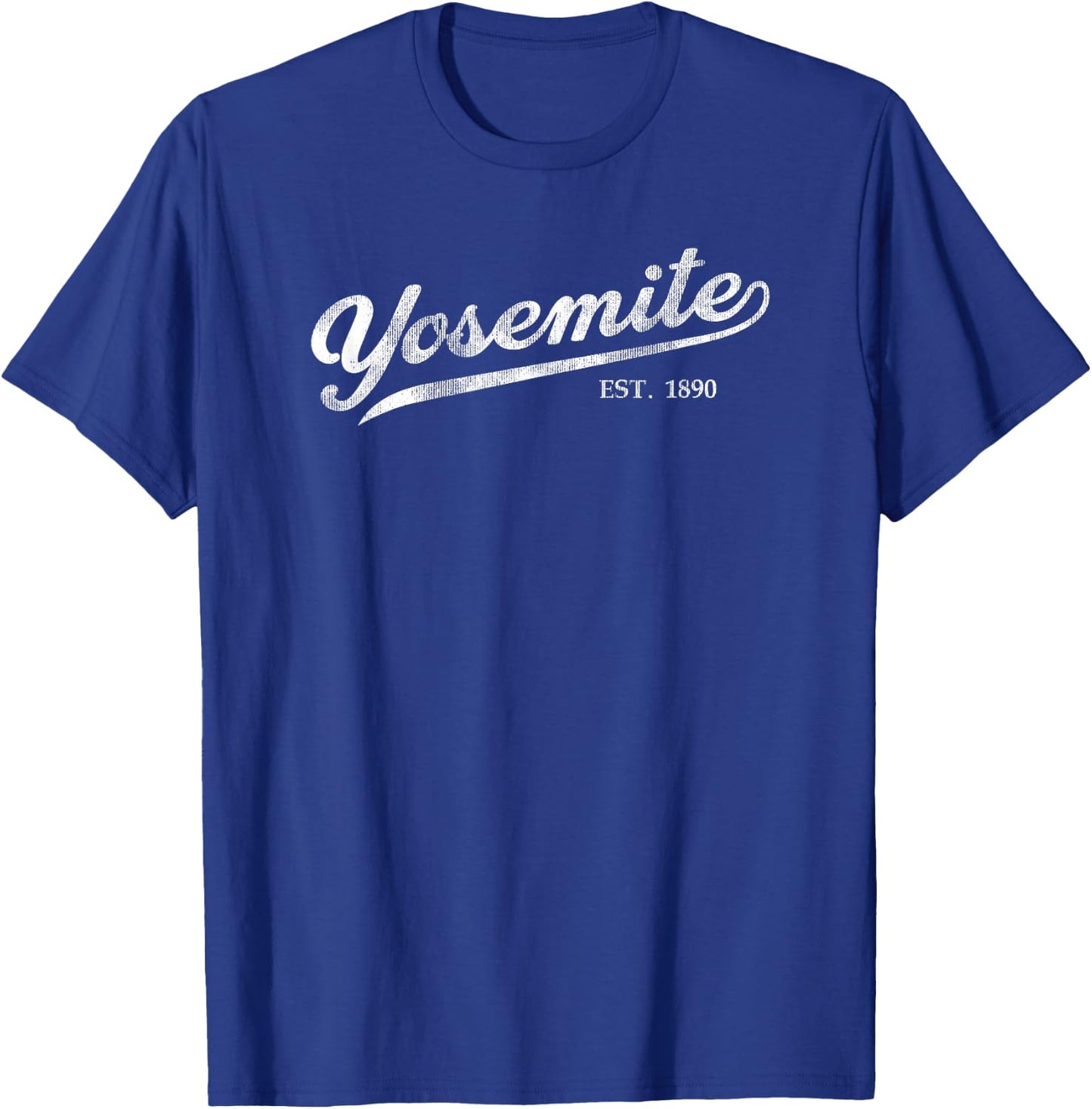 Retro Yosemite Vacation Souvenir Vintage Cursive Script T-Shirt - T-Shirt | Royal