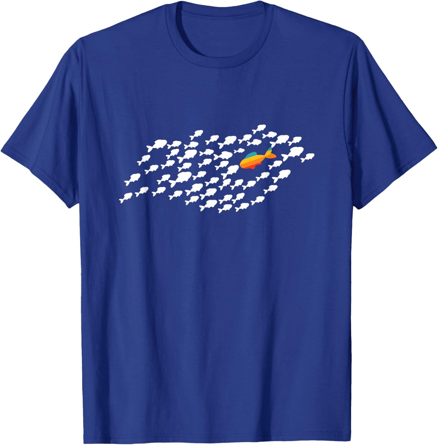 Fish Swimming Against The Current Be Yourself Gift -Adults, Kids Black Modern Casual T-Shirt - T-Shirt | Royal