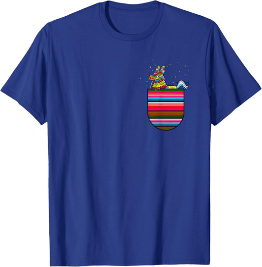 Serape Pocket Pinata Mexican Fiesta Cinco De Mayo T-Shirt - T-Shirt | Royal