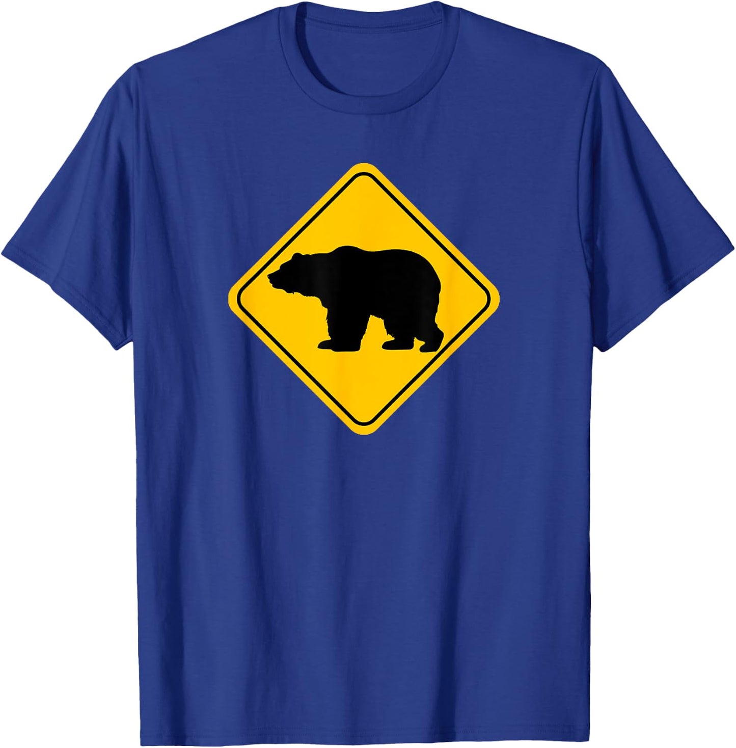 Bear Crossing Road Sign Grizzly Classic Minimalist Graphic T-Shirt - T-Shirt | Royal