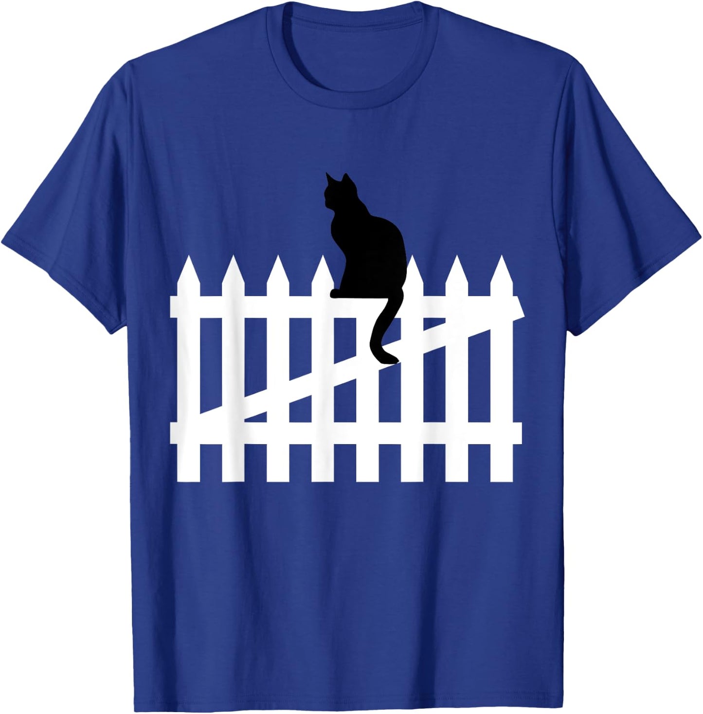 Black Cat on a White Picket Fence Women Kids T-Shirt - T-Shirt | Royal