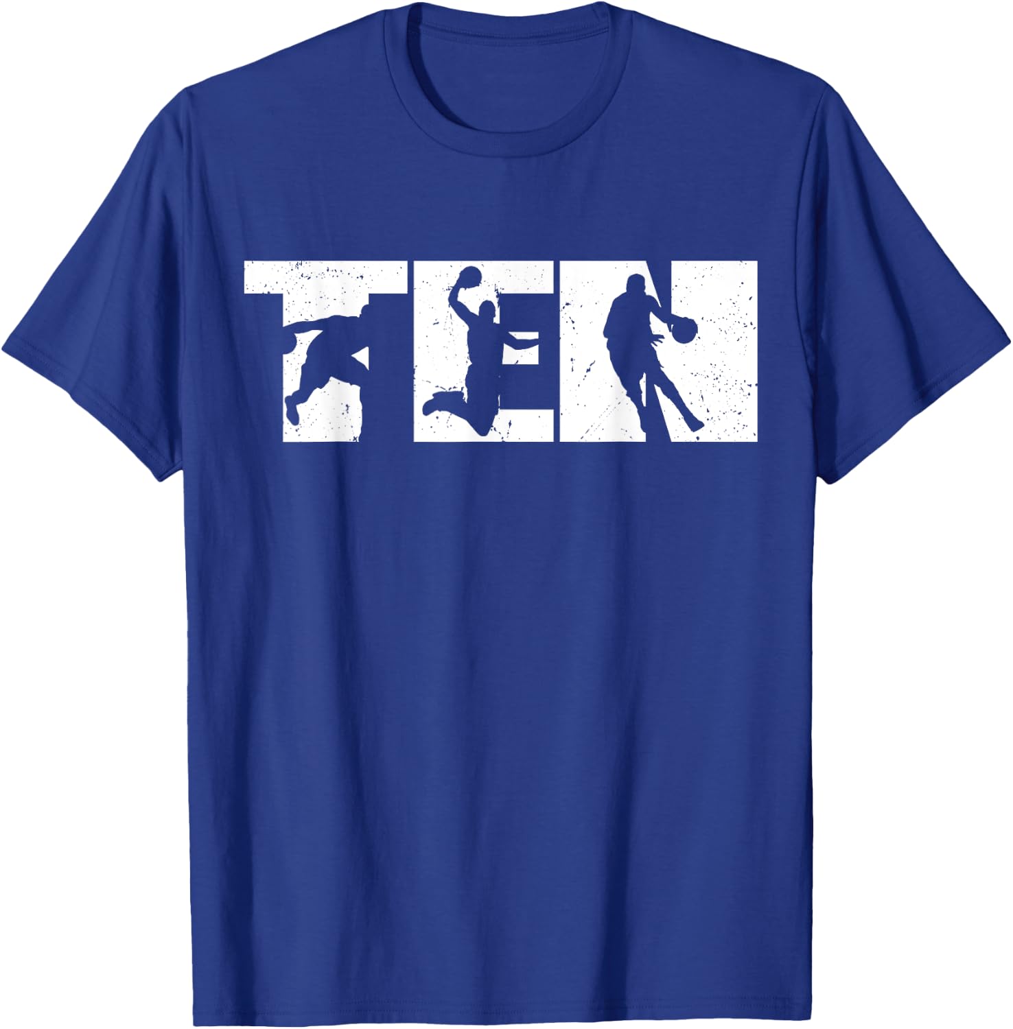 10th Birthday Retro Basketball 10 Years Old Boy Girl T-Shirt - T-Shirt | Royal