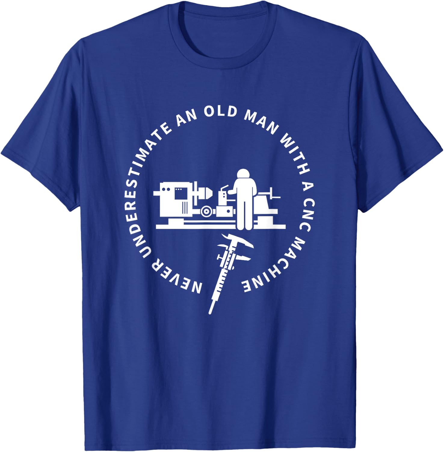 Old Man CNC Machine Funny CNC Machinist T-Shirt - T-Shirt | Royal