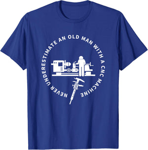 Old Man CNC Machine Funny CNC Machinist T-Shirt - T-Shirt | Royal