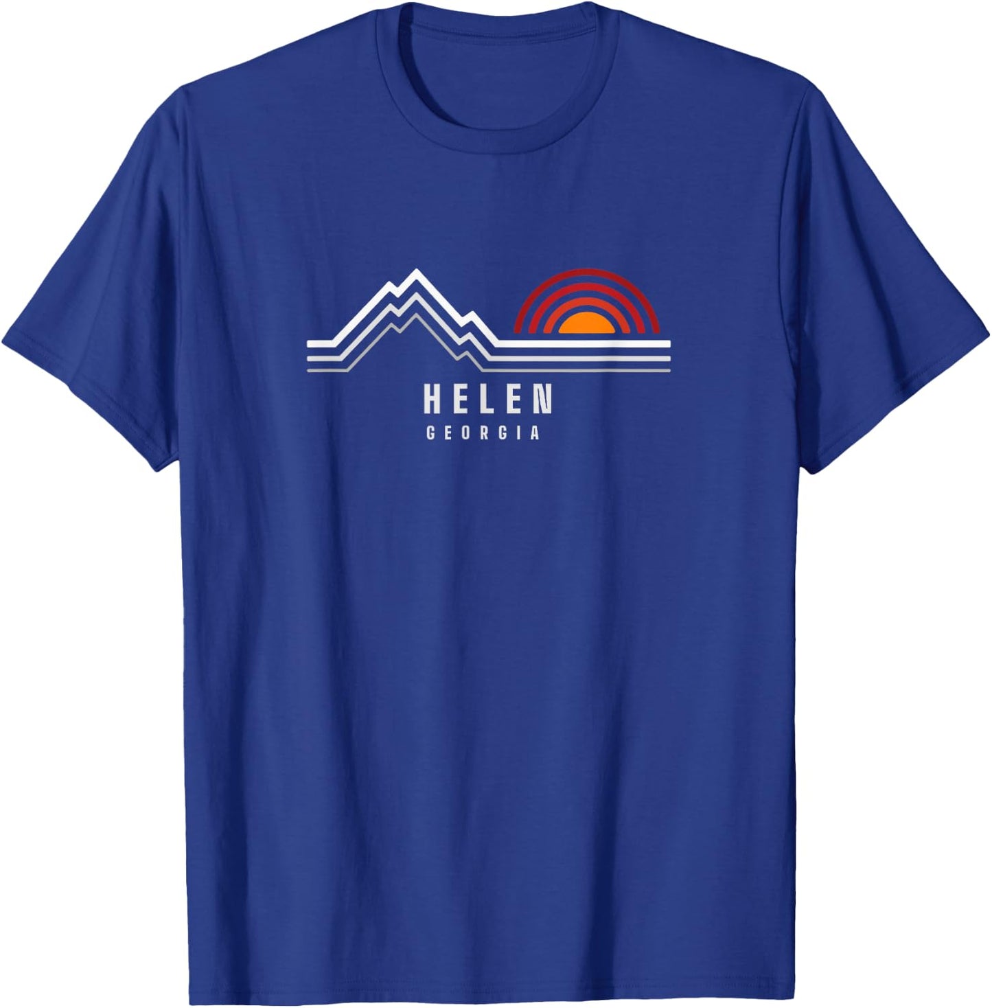 Helen Ga mountains Women's Mountain Sunset Graphic , Black, Small, Short Sleeve, , Classic Fit T-Shirt - T-Shirt | Royal