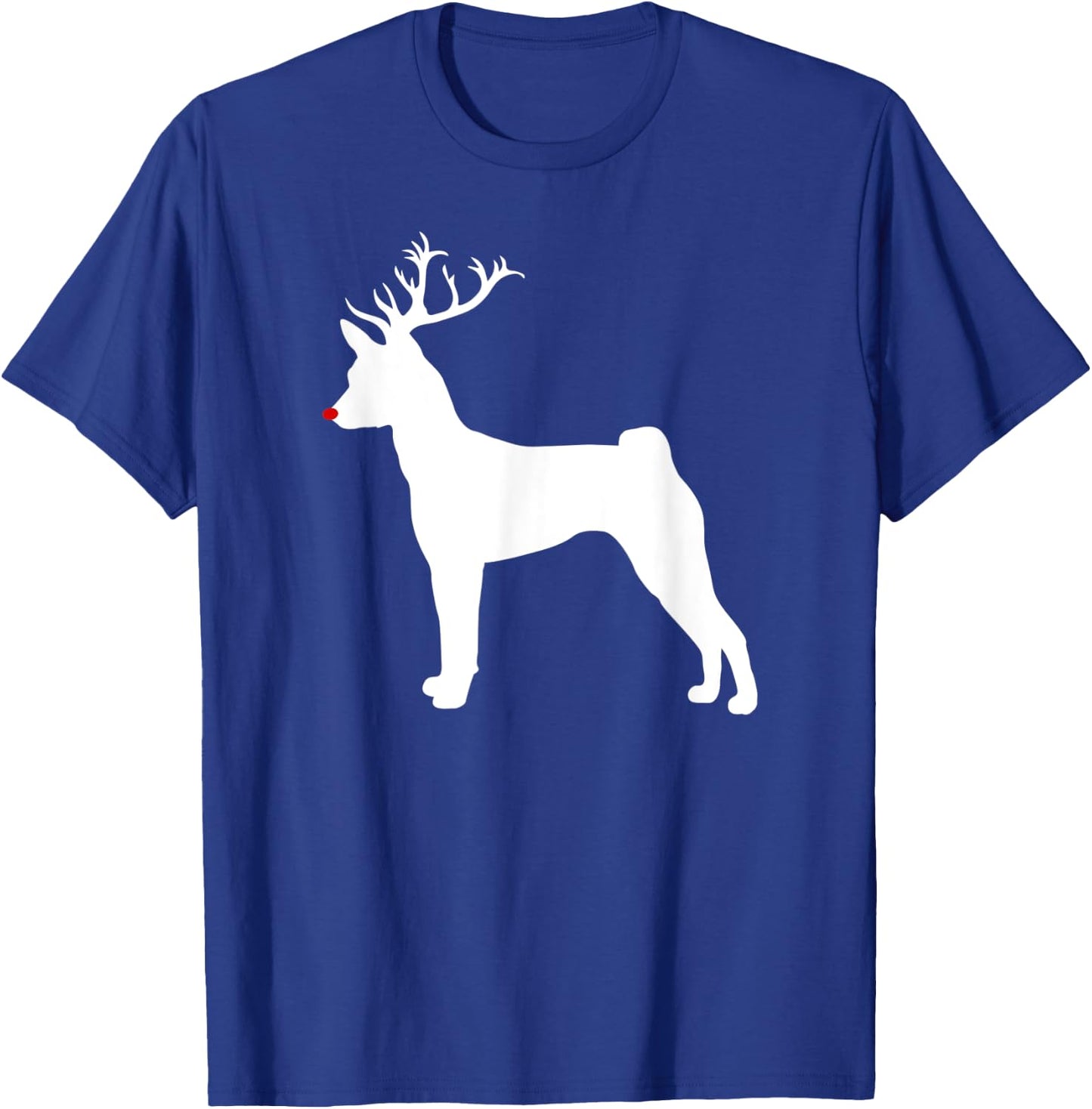 Funny Basenji Dog Christmas Reindeer Antlers Xmas T-Shirt - T-Shirt | Royal