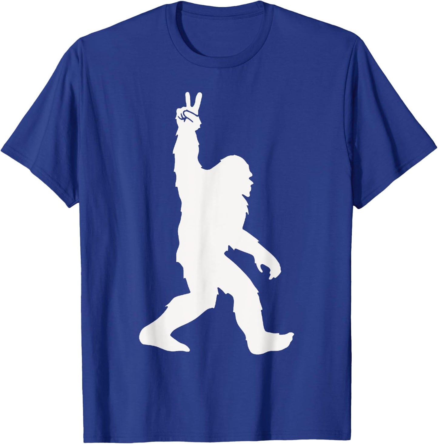 Funny Bigfoot Two Fingers Up For Peace Believers Men Women T-Shirt - T-Shirt | Royal