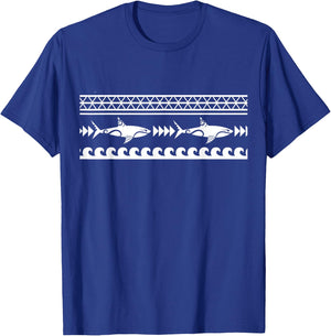 New Zealand Symbol Shark Pattern Culture Maori Tribal T-Shirt - T-Shirt | Royal