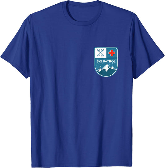 Ski Patrol Logo Pocket Official Skiier Snowboarder Funny T-Shirt - T-Shirt | Royal