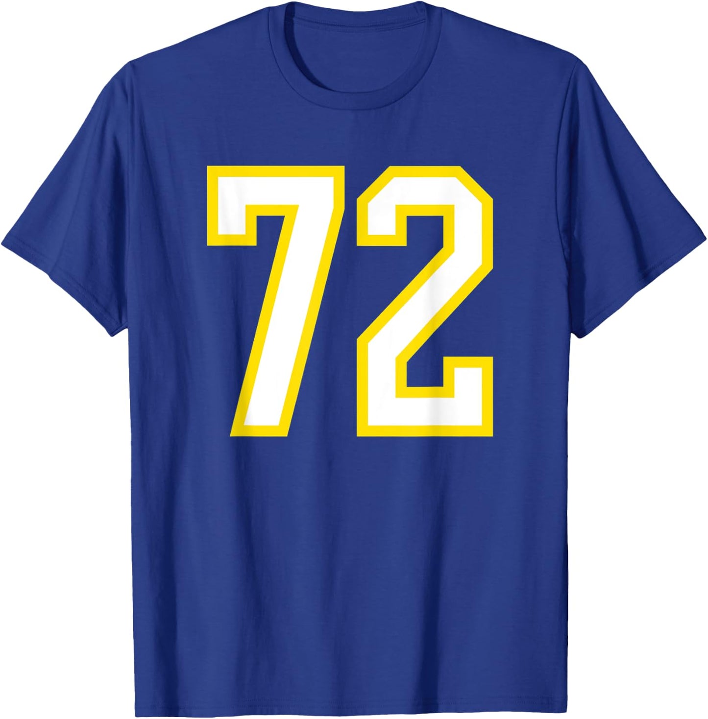 Jersey Number #72 Yellow White Birthday Sports Number 72 T-Shirt - T-Shirt | Royal
