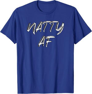 Funny Gym Workout | 100% Natty AF Bodybuilding Apparel T-Shirt - T-Shirt | Royal