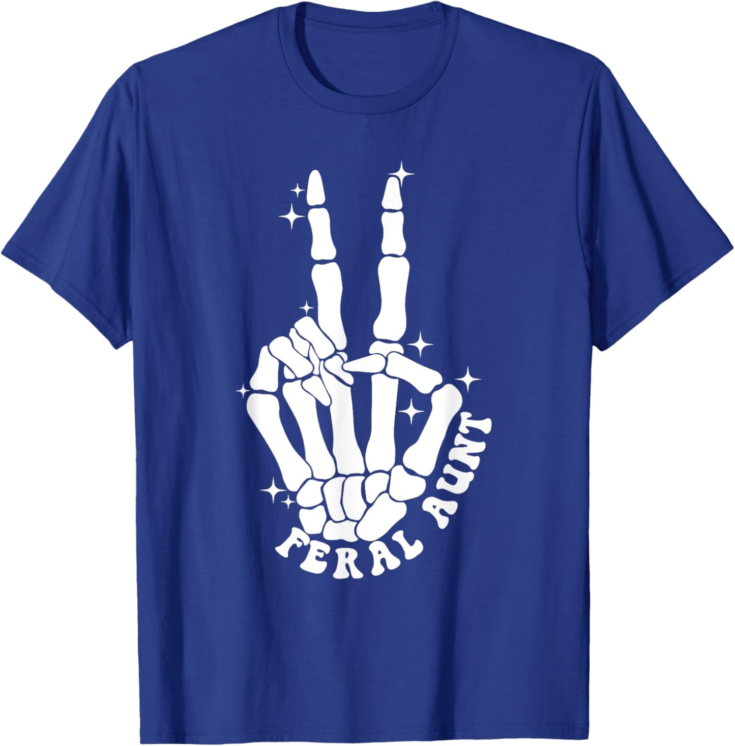 Punk Rock Mom Mother's Day Peace Skeleton Hand Feral Aunt T-Shirt - T-Shirt | Royal