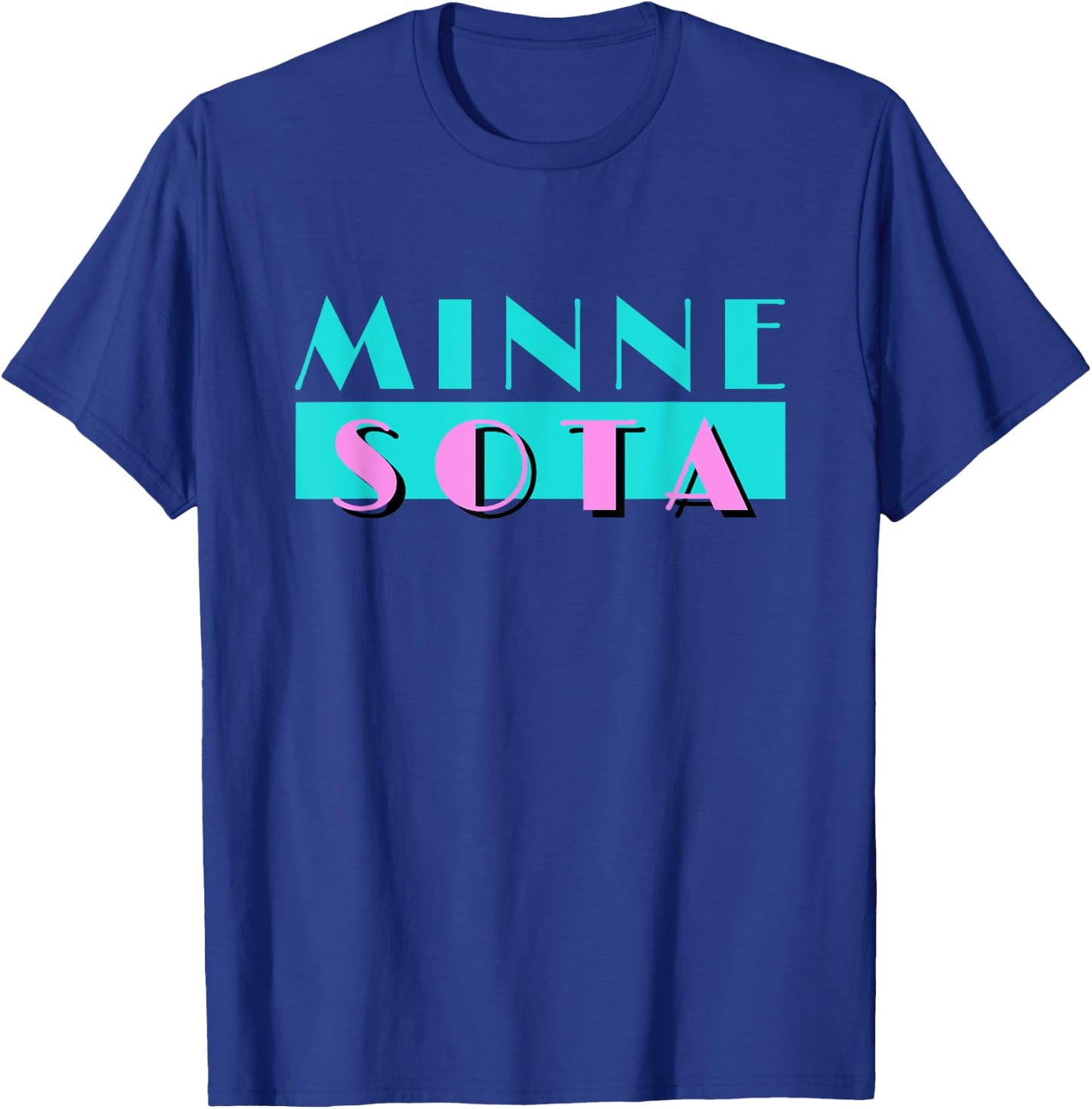 Retro Minnesota Neon Logo, Minnesotan MN State Pride Gift T-Shirt - T-Shirt | Royal