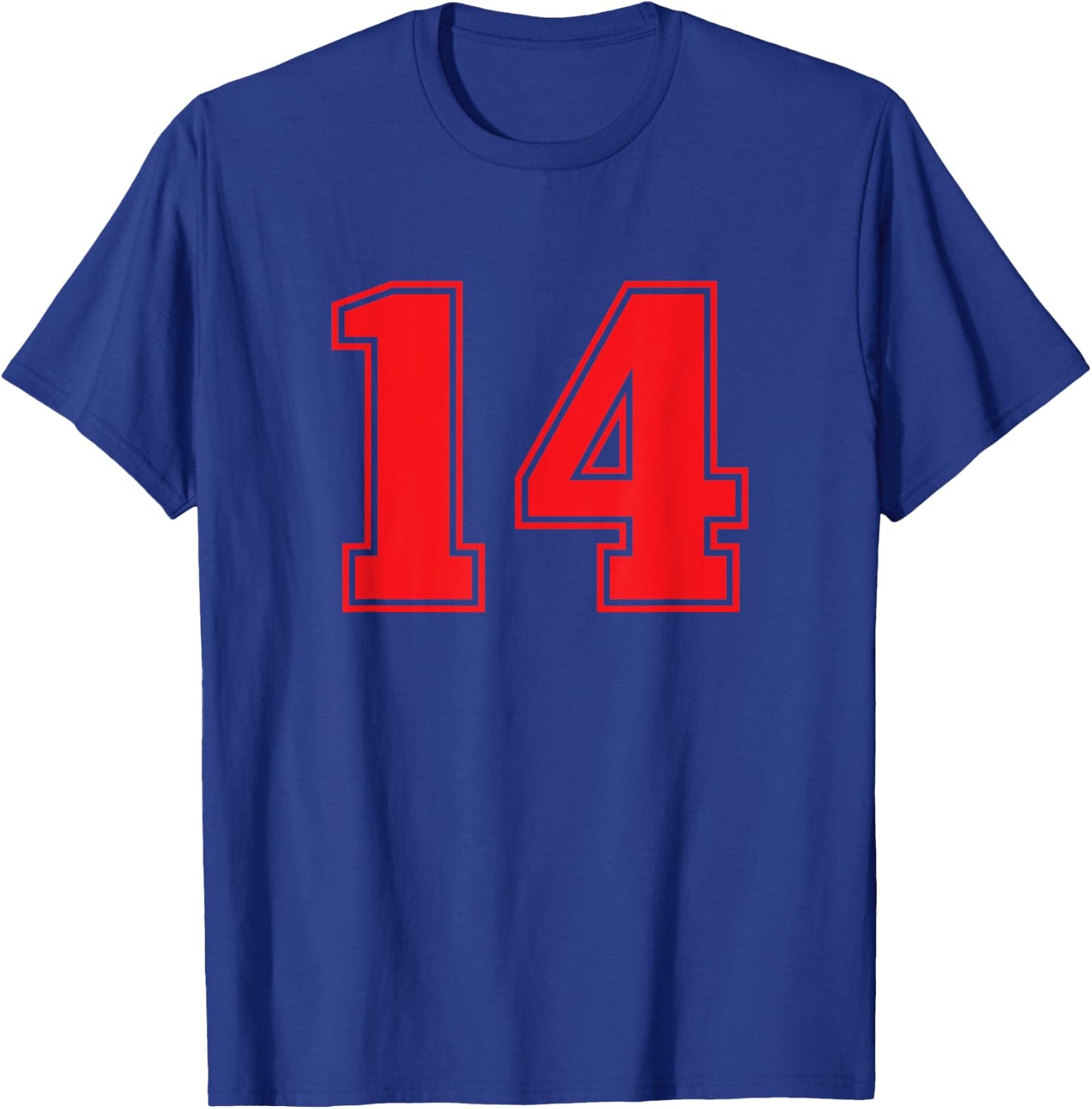 Number #14 Red Sports Jersey Lucky Number T-Shirt - T-Shirt | Royal