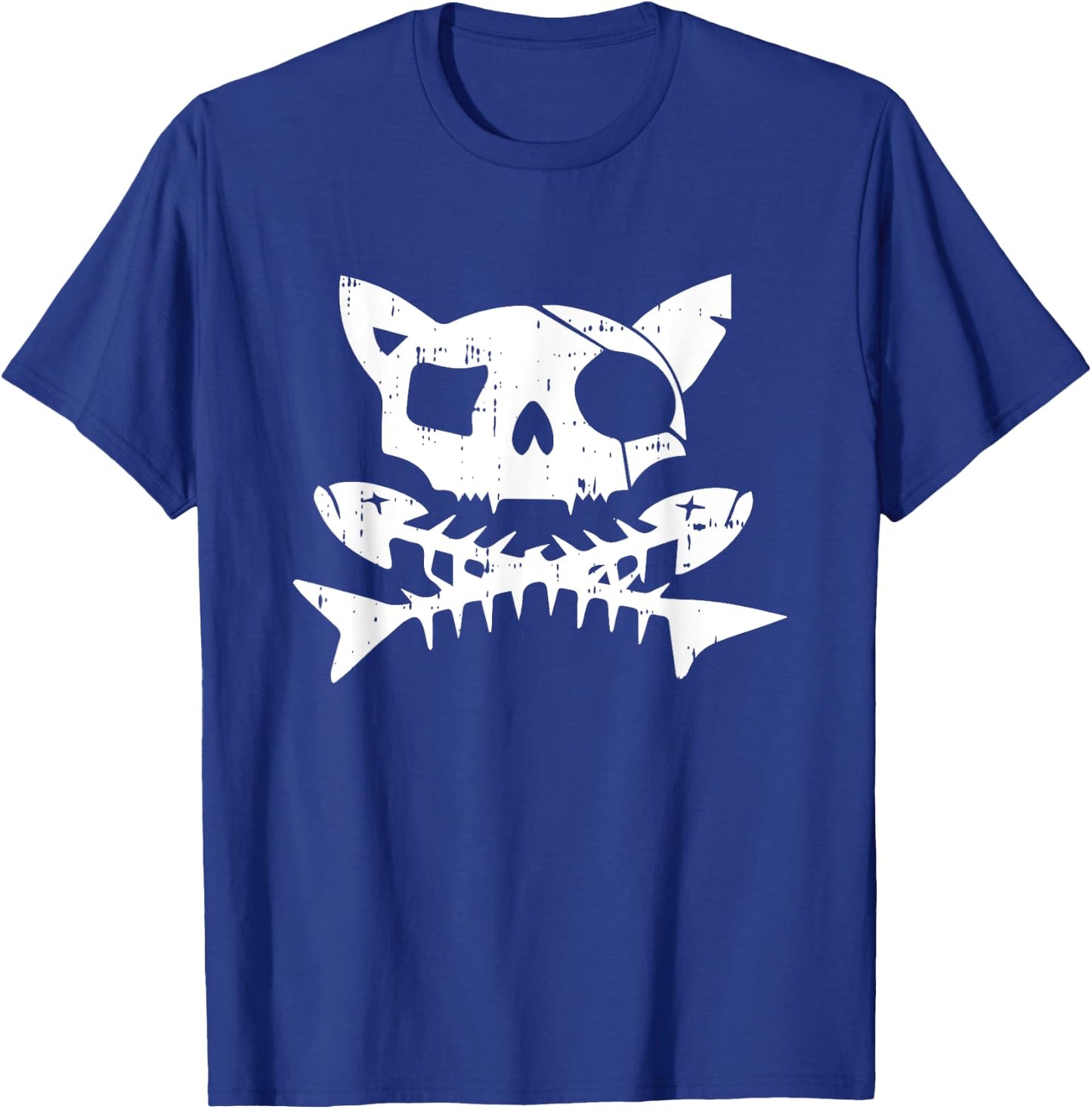 Cat Pirate Halloween Costume Scary Skull And Crossbone Men Women Kids T-Shirt - T-Shirt | Royal