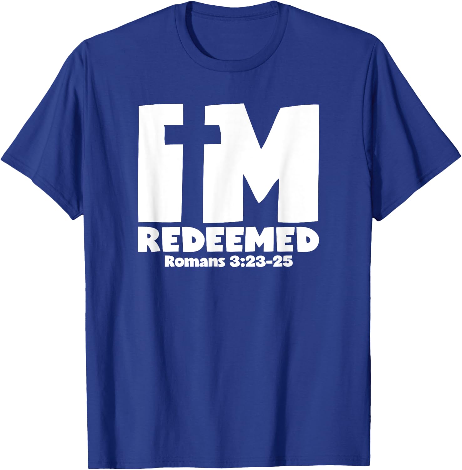 I'm Redeemed - Romans 3:23-25 Cross Graphic T-Shirt - T-Shirt | Royal