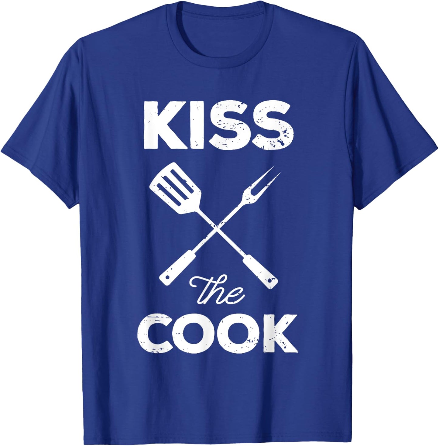 Kiss The Cook Funny BBQ Chef Dad T-Shirt - T-Shirt | Royal