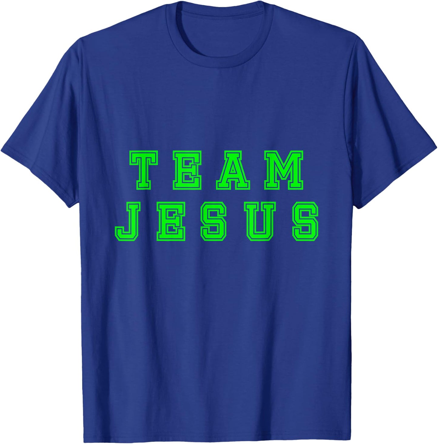Lime green text Team Jesus Christian Athletic sports faith T-Shirt - T-Shirt | Royal