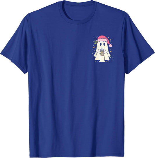 Cute Christmas Ghost Iced Coffee T-Shirt - T-Shirt | Royal
