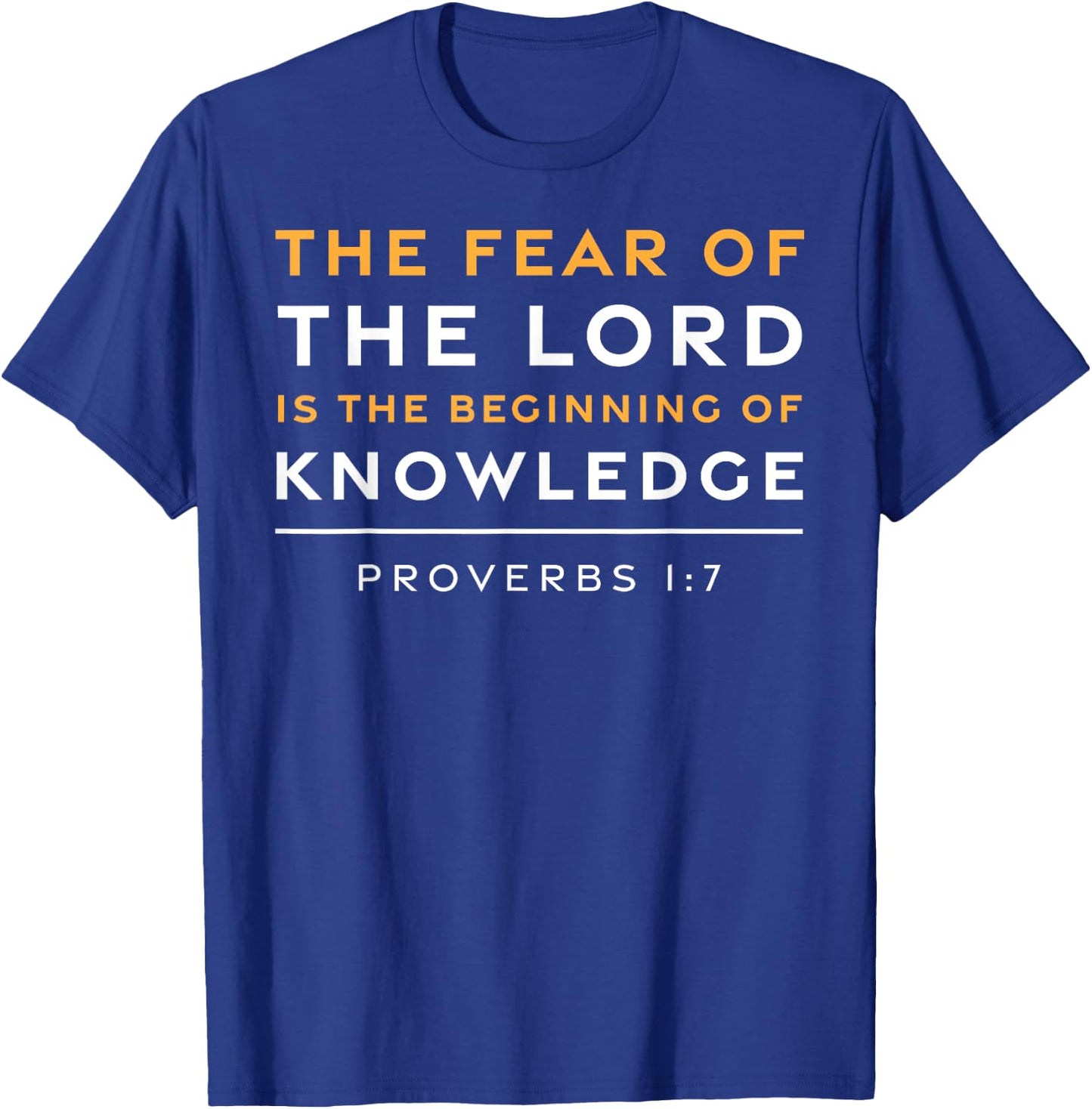 Proverbs 1:7 Fear of the Lord Jesus Christian Bible Verse T-Shirt - T-Shirt | Royal