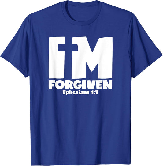 I'm Forgiven - Ephesians 1:7 Cross Graphic T-Shirt - T-Shirt | Royal