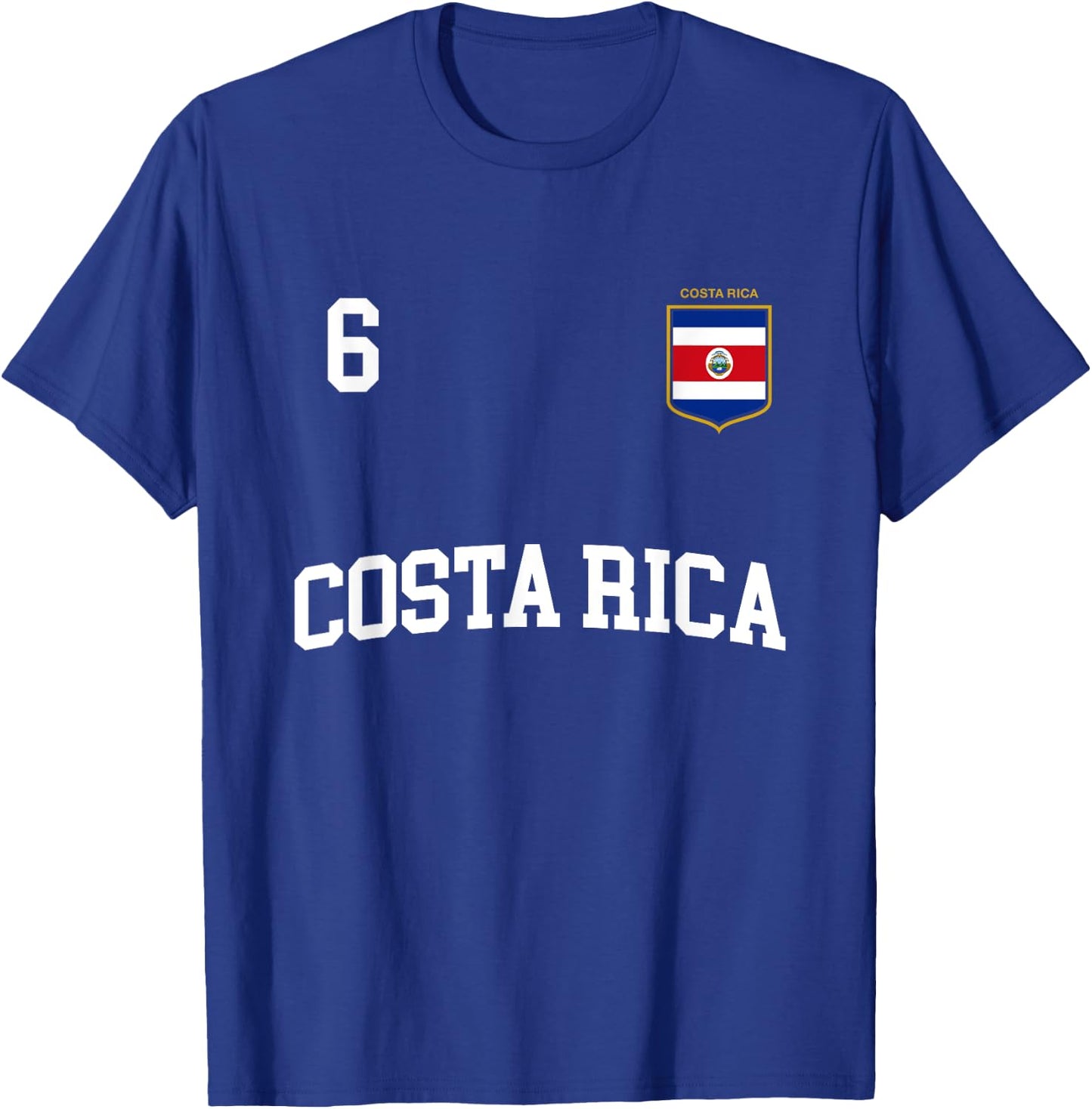 Costa Rica Team Sports Number 6 Soccer Costa Rican Flag T-Shirt - T-Shirt | Royal