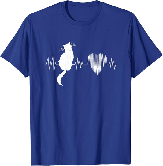 Funny Cat Shirts , Meowy Cute Cat Lover Heartbeat T-Shirt - T-Shirt | Royal