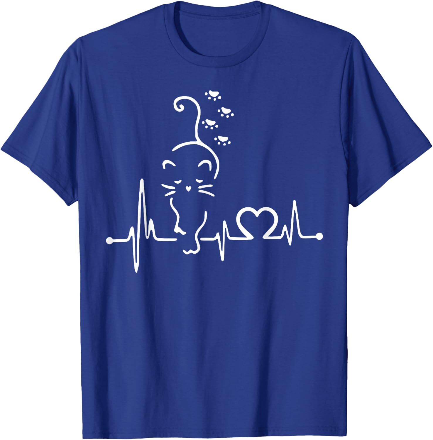 CAT HEARTBEAT Shirt Heart Beat for Mom Dad Kitty Cat Lovers Men Women Girls Kids T-Shirt - T-Shirt | Royal