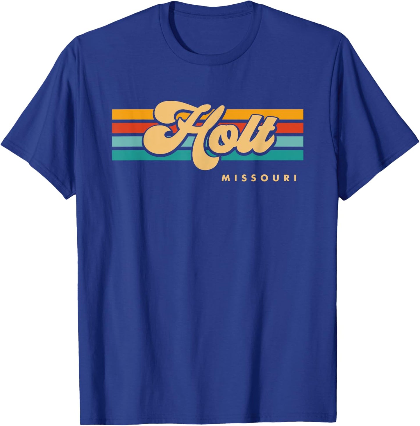Vintage Sunset Stripes Holt, Missouri T-Shirt - T-Shirt | Royal