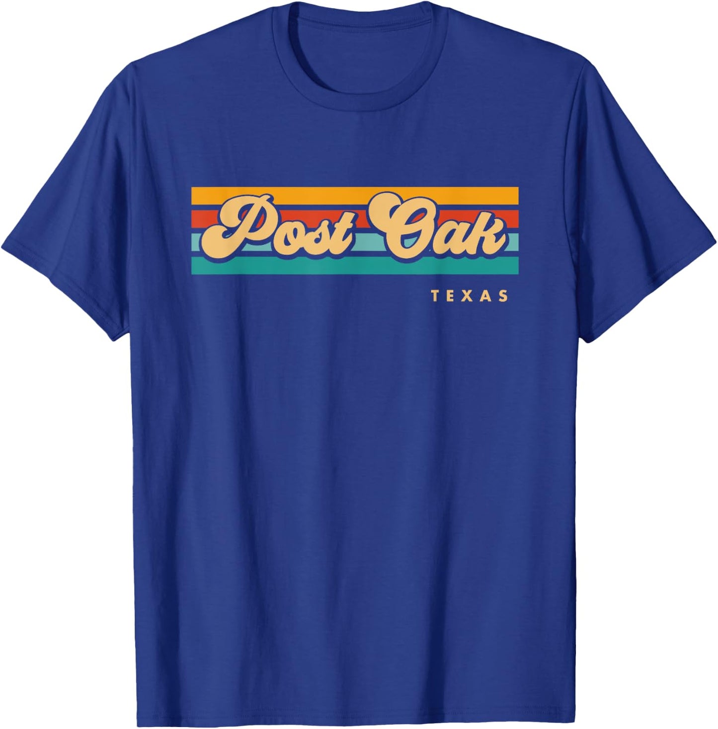 Vintage Sunset Stripes Post Oak, Texas T-Shirt - T-Shirt | Royal