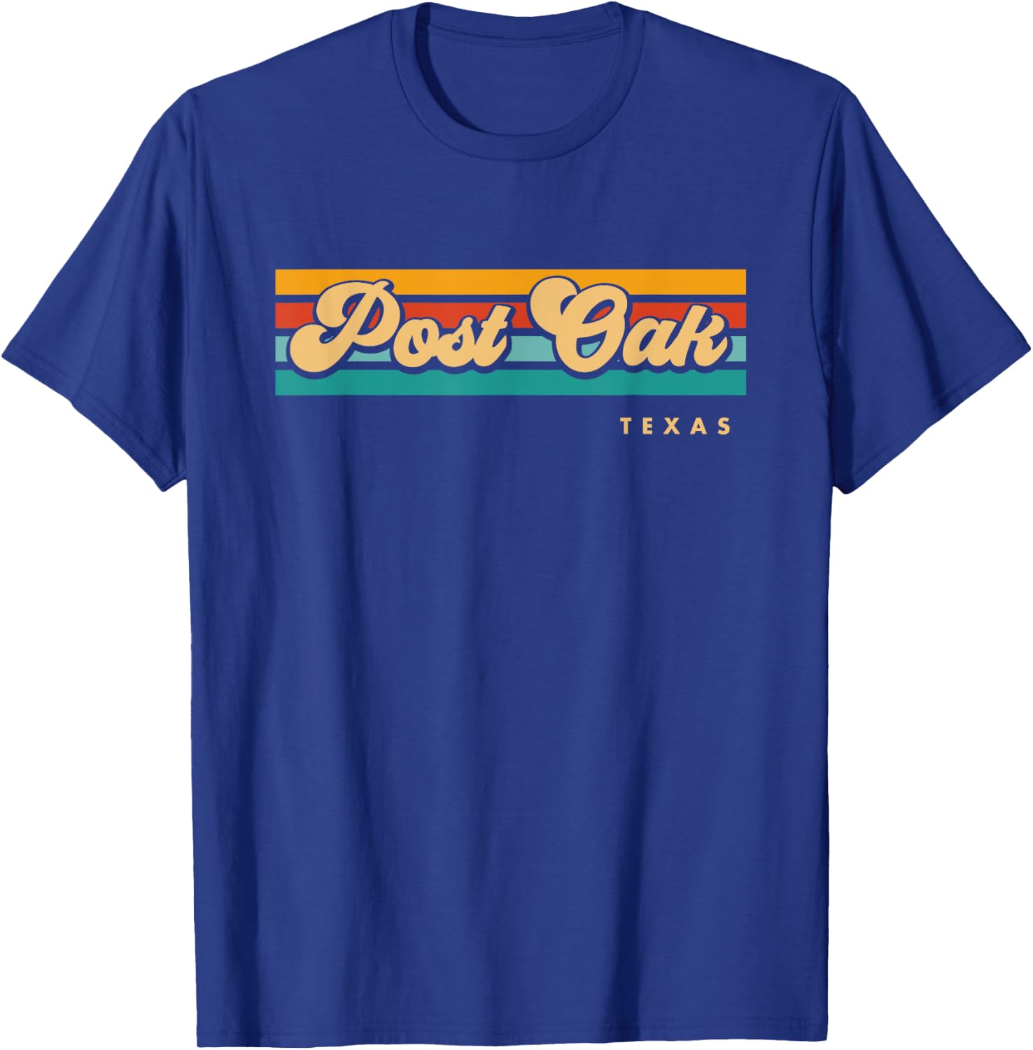 Vintage Sunset Stripes Post Oak, Texas T-Shirt - T-Shirt | Royal