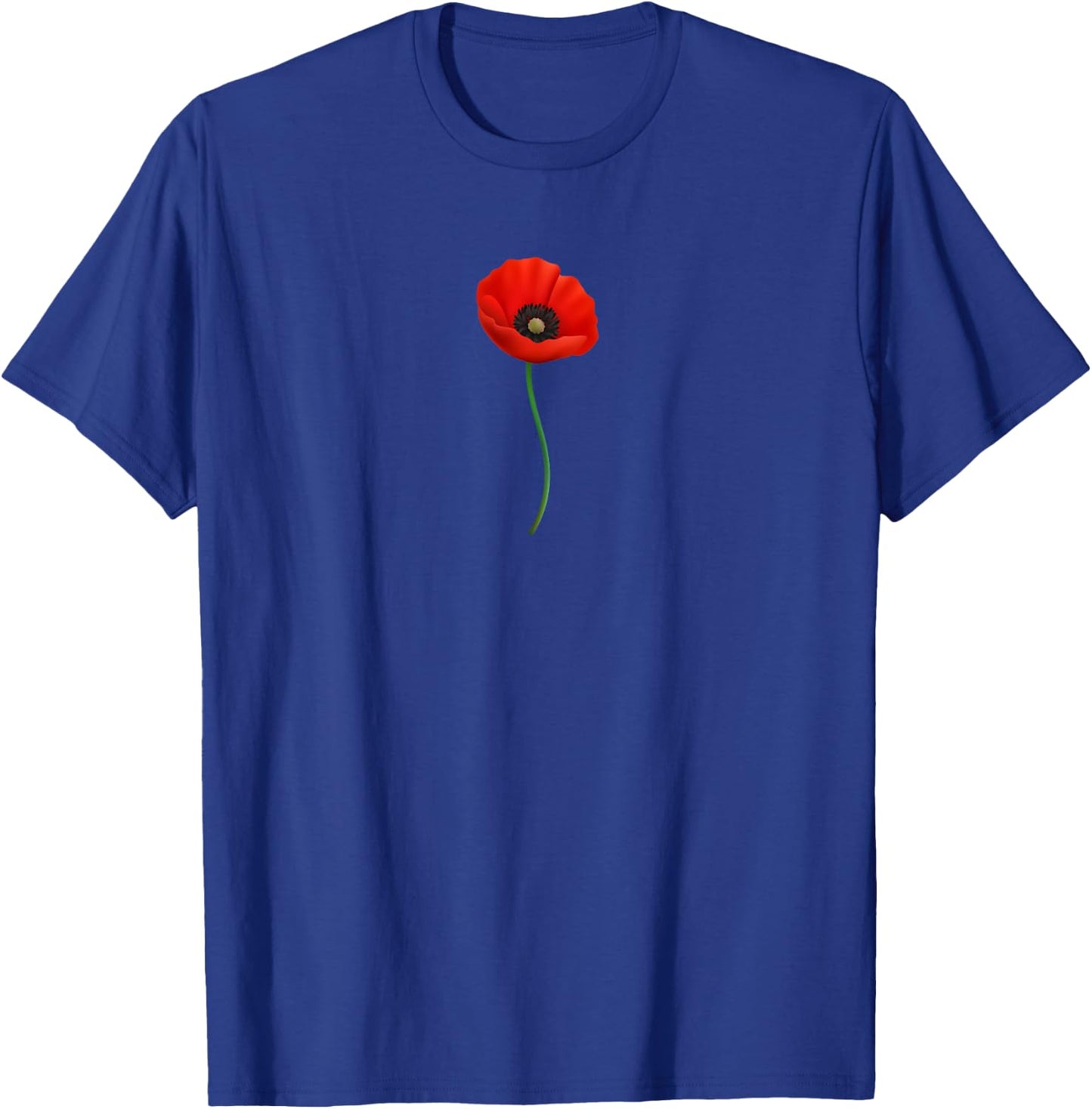 Red Poppy Botanical Flower Plants Nature Green Gardening T-Shirt - T-Shirt | Royal
