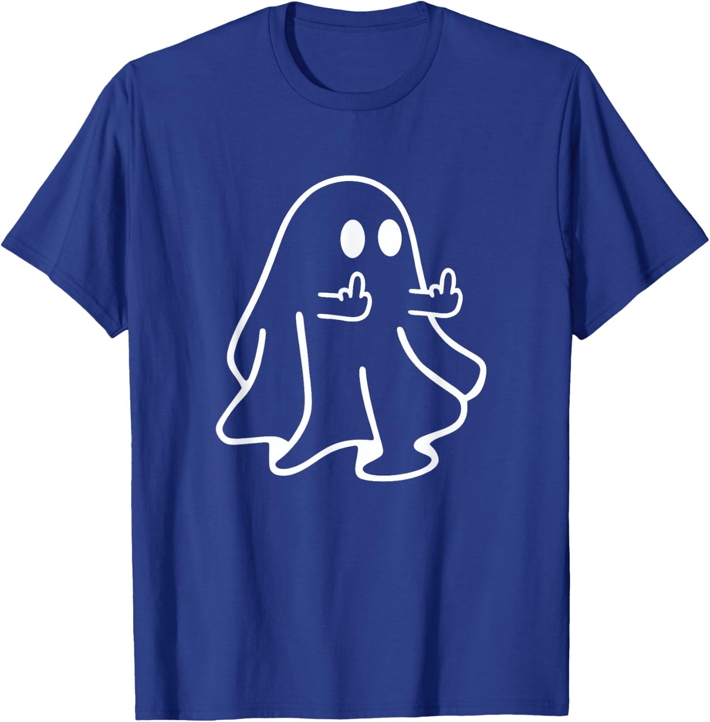 Cute Funny Halloween Ghost Giving the Middle Finger T-Shirt - T-Shirt | Royal