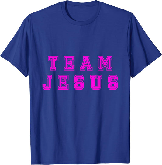 Fuchsia text Team Jesus Christian Athletic sports faith T-Shirt - T-Shirt | Royal