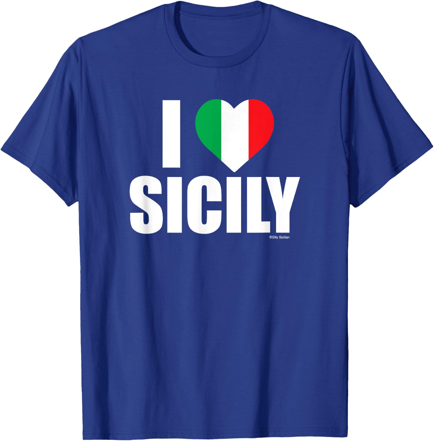 I Love Sicily, I (heart) Sicily; Italian Flag Heart T-Shirt - T-Shirt | Royal