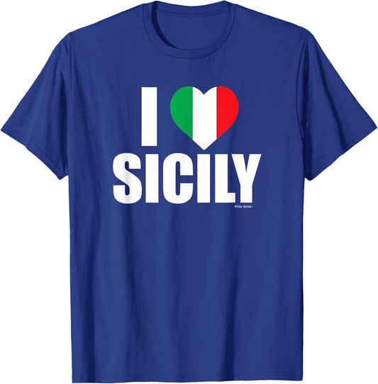 I Love Sicily, I (heart) Sicily; Italian Flag Heart T-Shirt - T-Shirt | Royal