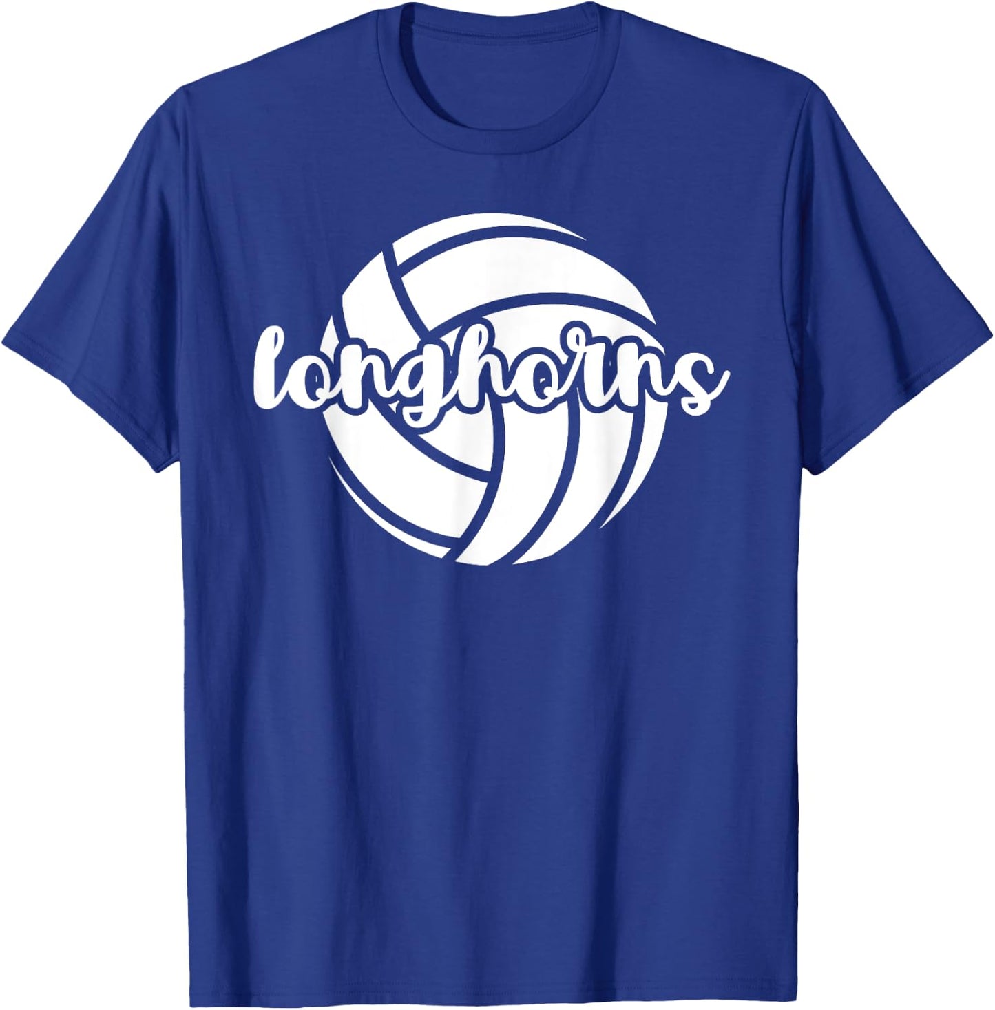 Longhorns Volleyball Team Mascot School Spirit Game Night T-Shirt - T-Shirt | Royal