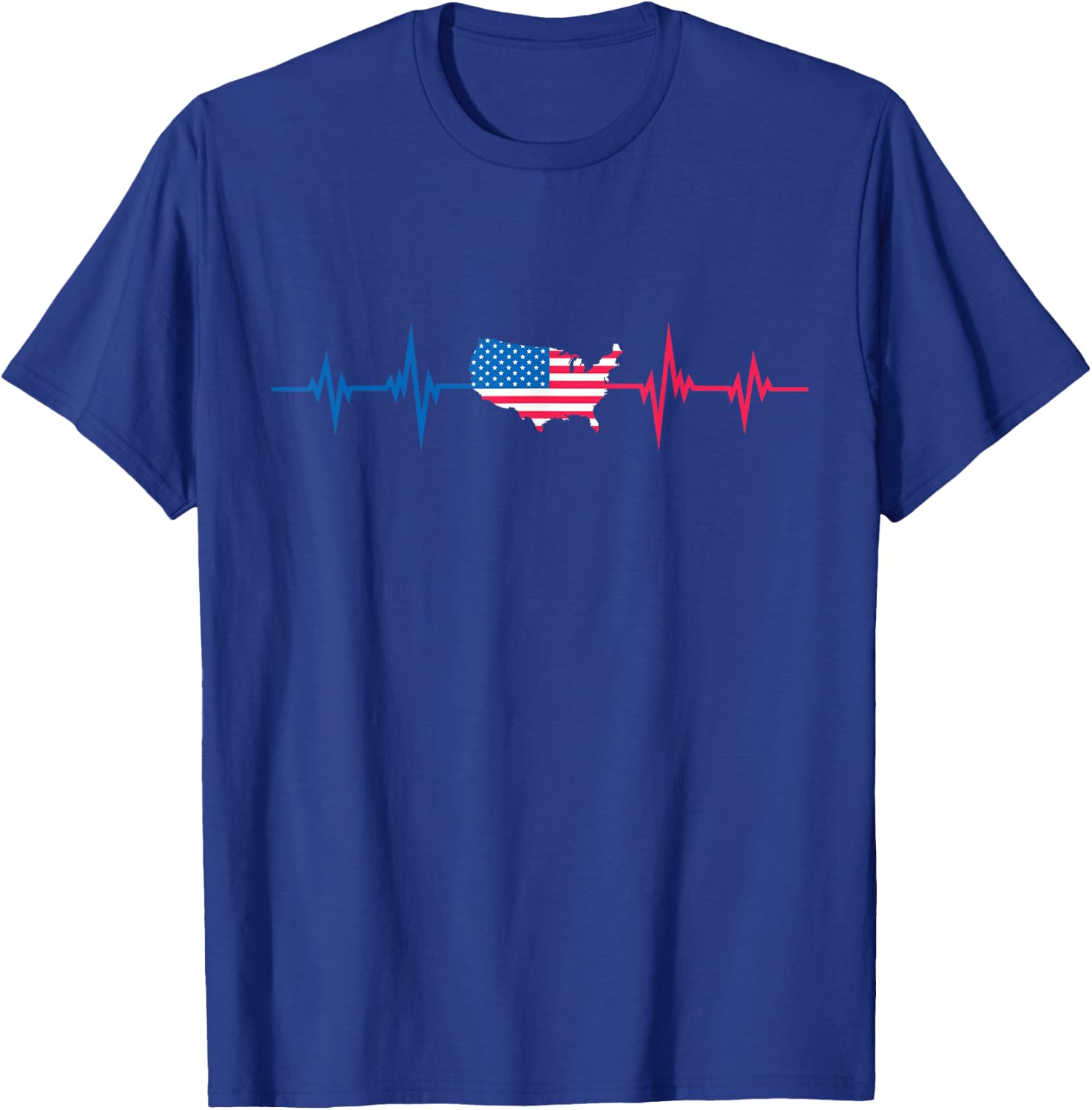 Heartbeat Design american Flag USA T-Shirt - T-Shirt | Royal