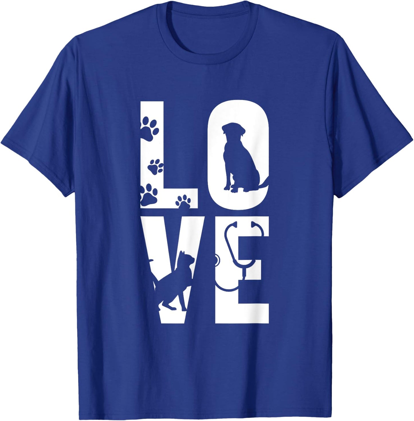 Cute Vet Tech LVT Love Animals Veterinary Technician Dog Cat Women T-Shirt - T-Shirt | Royal
