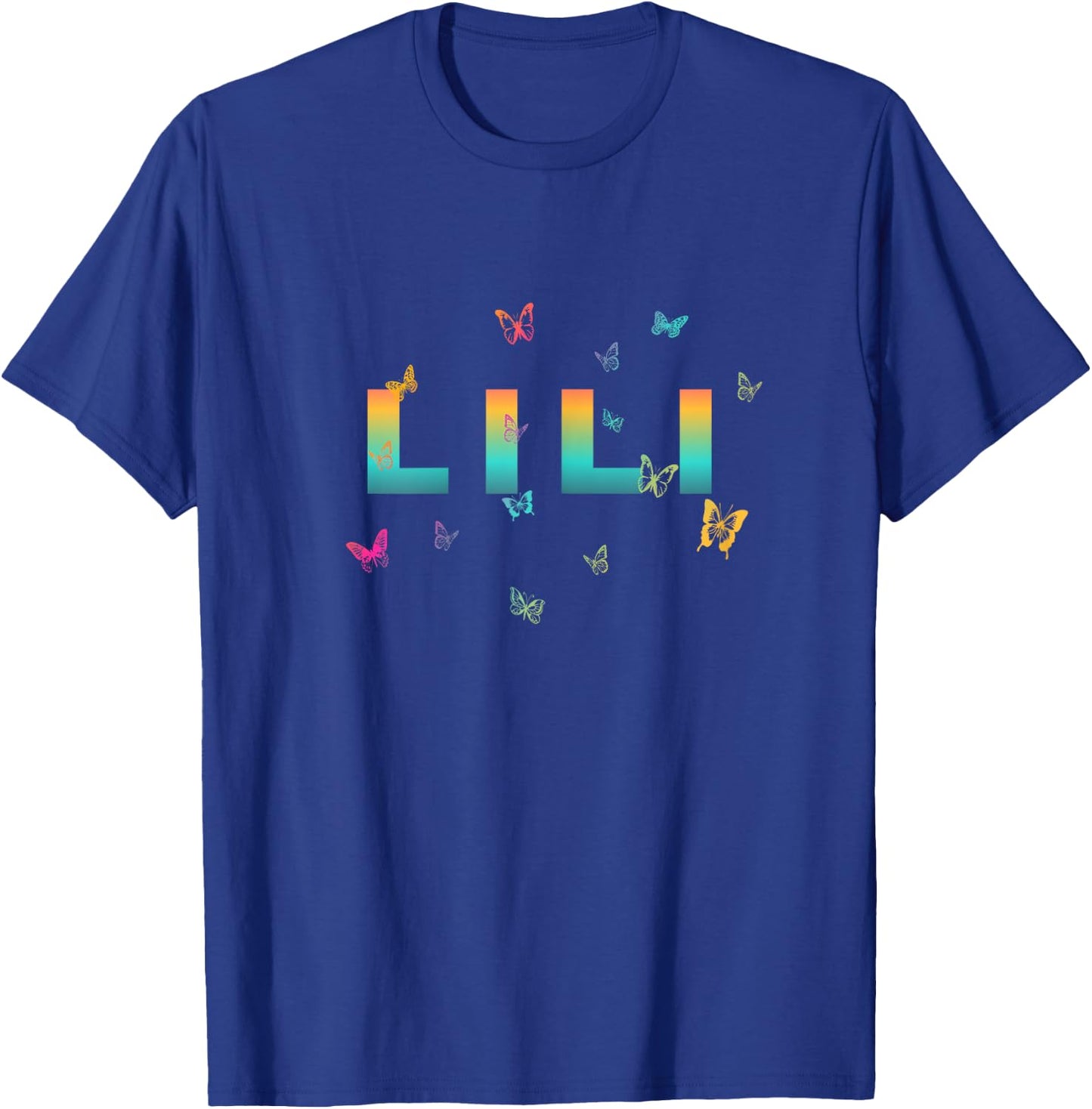 Lili - Beautiful Name with Butterlfies T-Shirt - T-Shirt | Royal