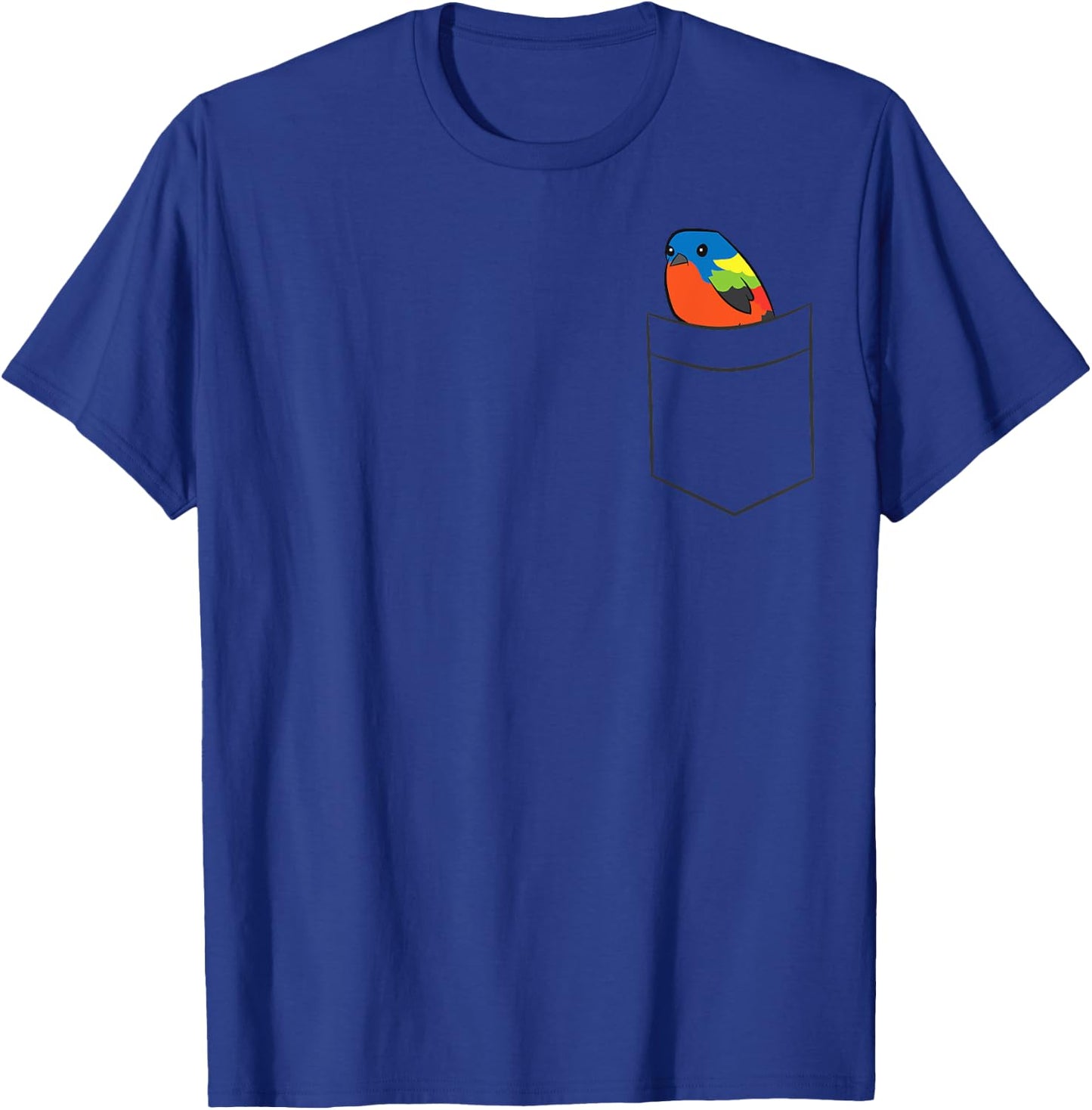 Painted Bunting Bird Cute Painted Bunting In a Pocket T-Shirt - T-Shirt | Royal