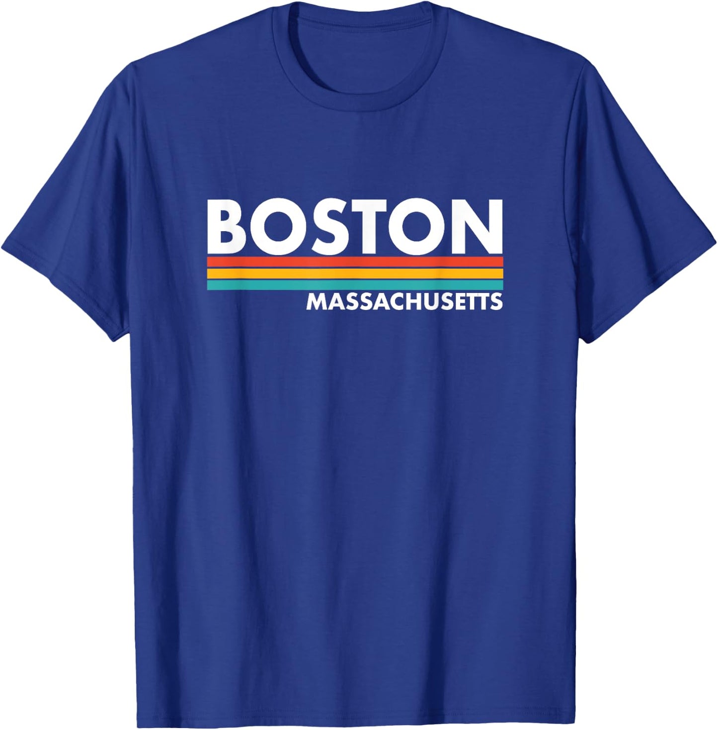 Boston - Massachusetts - Vintage / Retro Stripes - Classic T-Shirt - T-Shirt | Royal