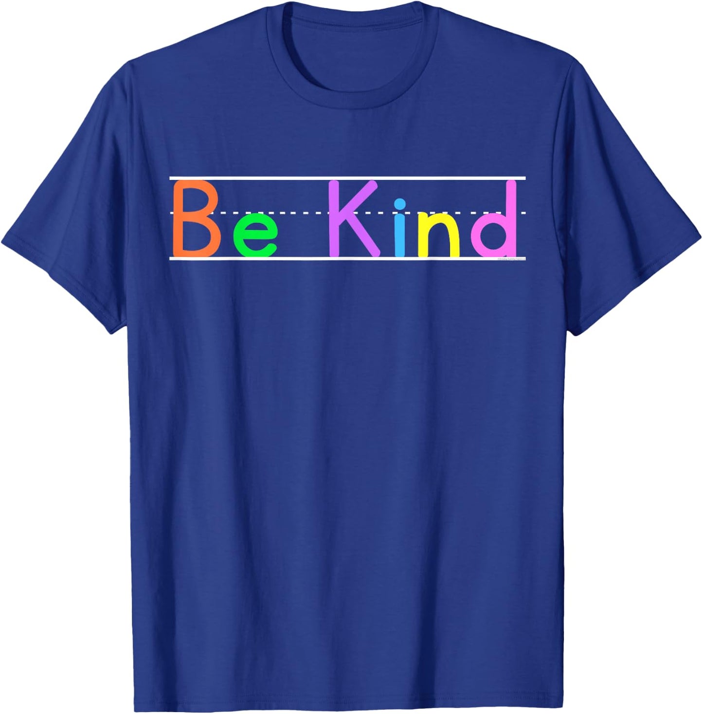 Colorful Be Kind Primary Style Boys Girls Teachers T-Shirt - T-Shirt | Royal