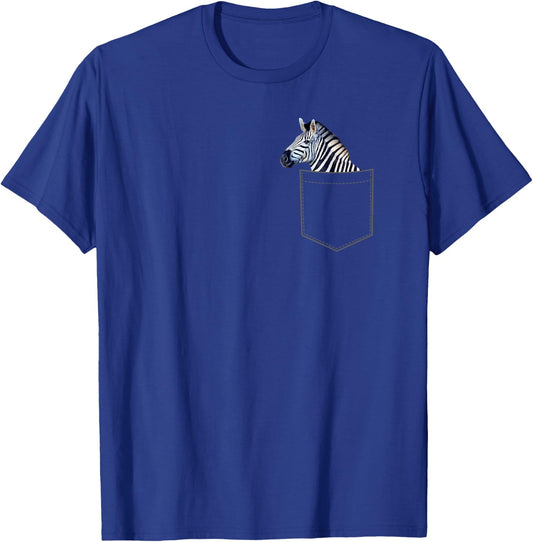 Cute Zebra Pocket Boys Girls Funny Animal Toddler T-Shirt - T-Shirt | Royal