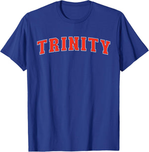 Trinity Texas TX College Style Red Text Trinity T-Shirt - T-Shirt | Royal