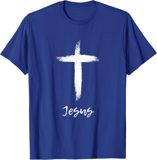 Jesus Christ Crucifixion Religious Cross Symbol Crucifix T-Shirt - T-Shirt | Royal