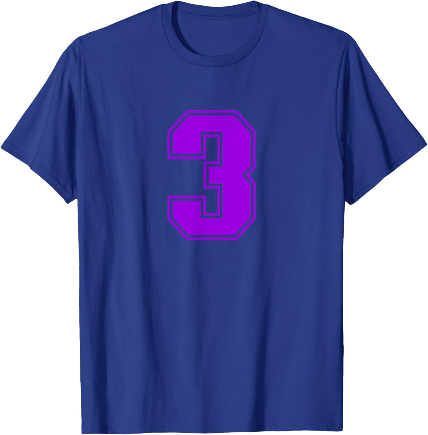 Number #3 Purple Sports Fan Jersey Number T-Shirt - T-Shirt | Royal
